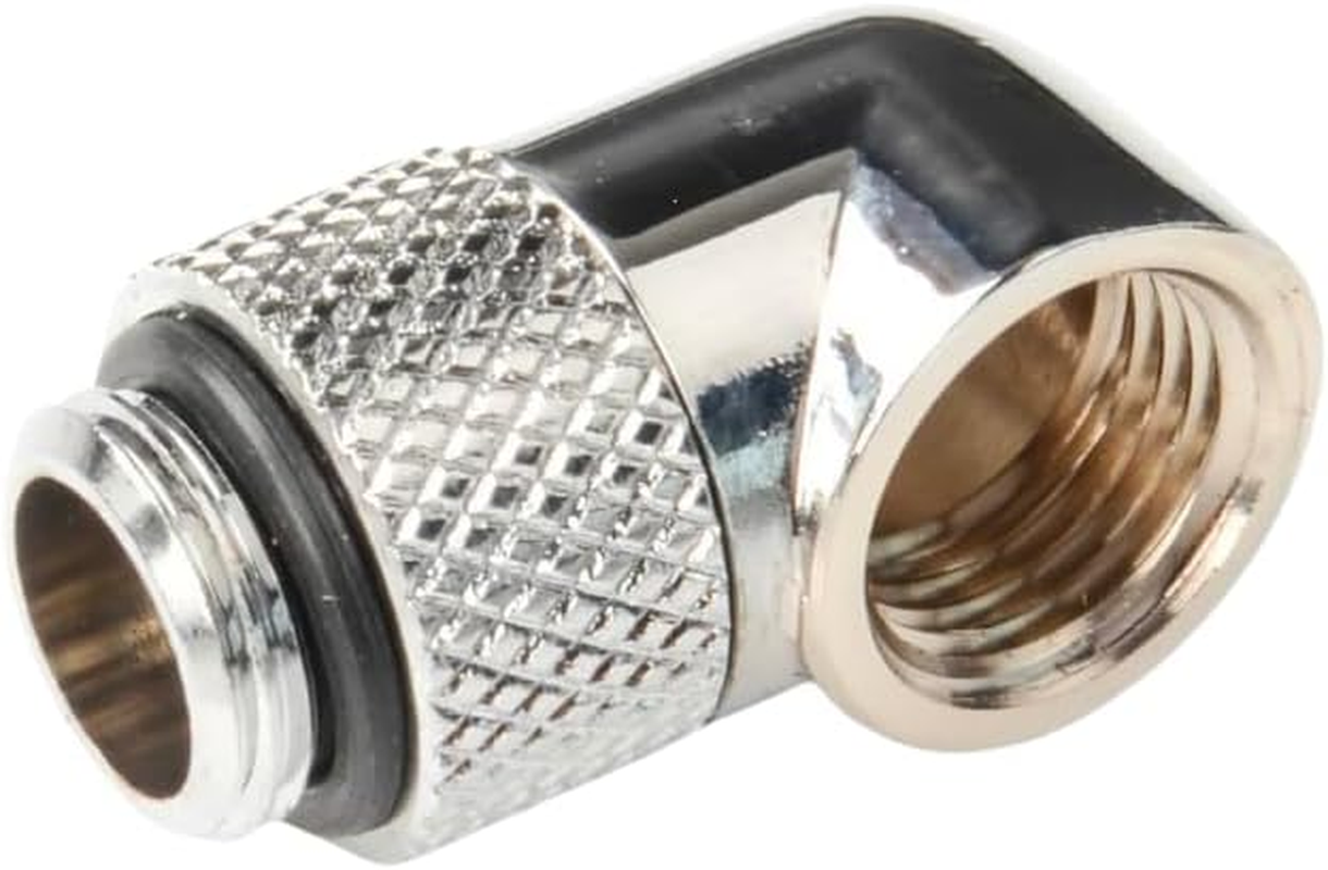 Dracaena 6 Pack G1/4" Thread Male to Female Extender Fitting, 90&deg; Rotary Fitting Adapter Connector for Computer Water Cooling System, Silver image number 1