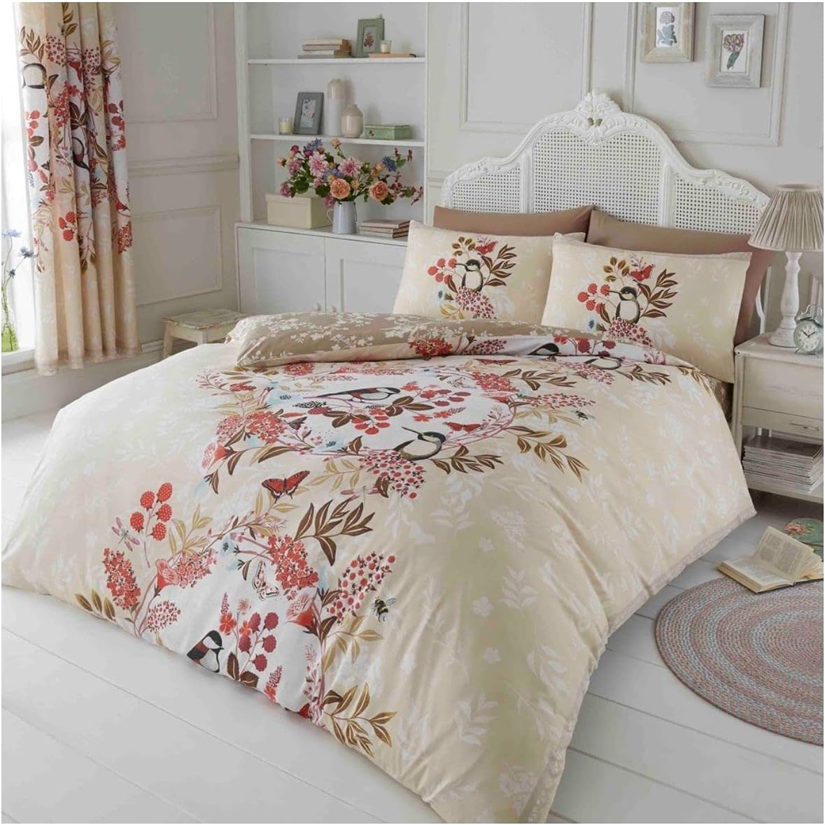 GC GAVENO CAVAILIA Luxury Printed Duvet Cover, Polycotton Reversible Bedding Quilt Set, Wisteria-Cream/Natural, Double image number 5