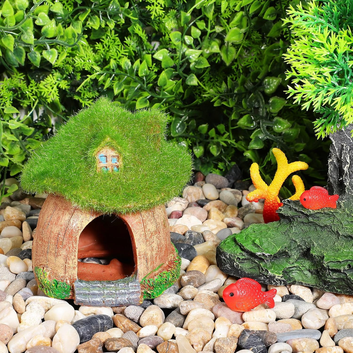 PLAFOPE Fish Tank Decor Aquarium Hideout Resin Betta Fish House Ornament for Aquarium Decoration Pet Supplies image number 6