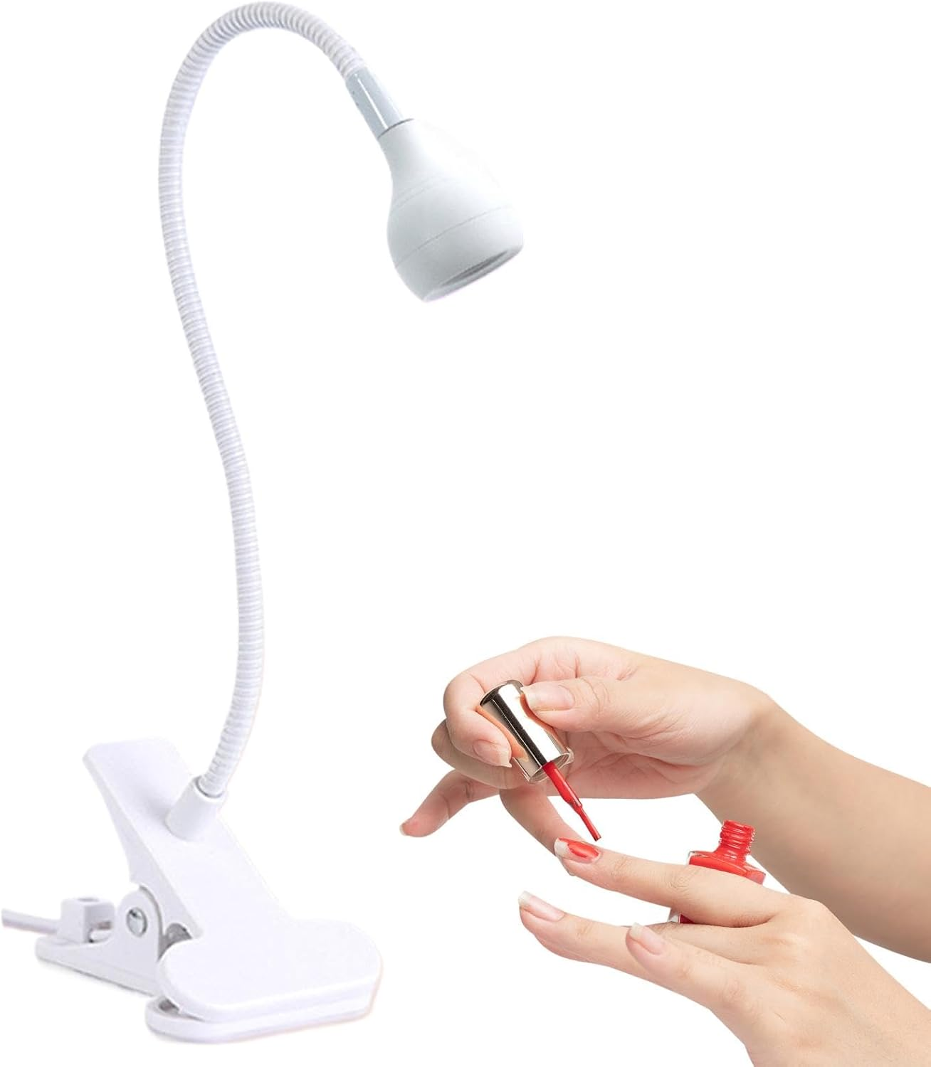 Gooseneck UV Lamp,Gooseneck LED Nail Light for Gel Nails, Clamp on Nail Lamp - Small USB Portable Manicure Dryer Nail Accessories for Home Salon, Fast and Even Curing