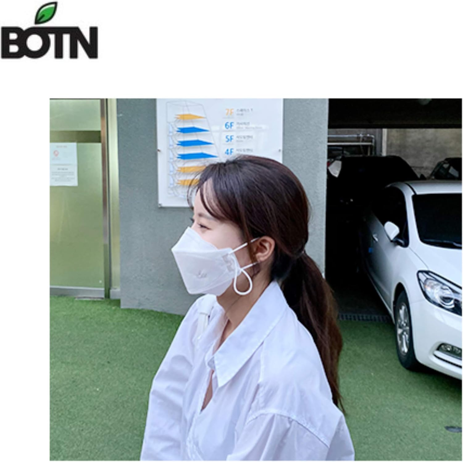 30Pcs [BOTN] KF94 Face Mask Made in Korea, White Color, Disposable KF94 Mask, White KF94 Masks, Adjustable Strap, 3D Shape Design. (30 Pack) image number 6