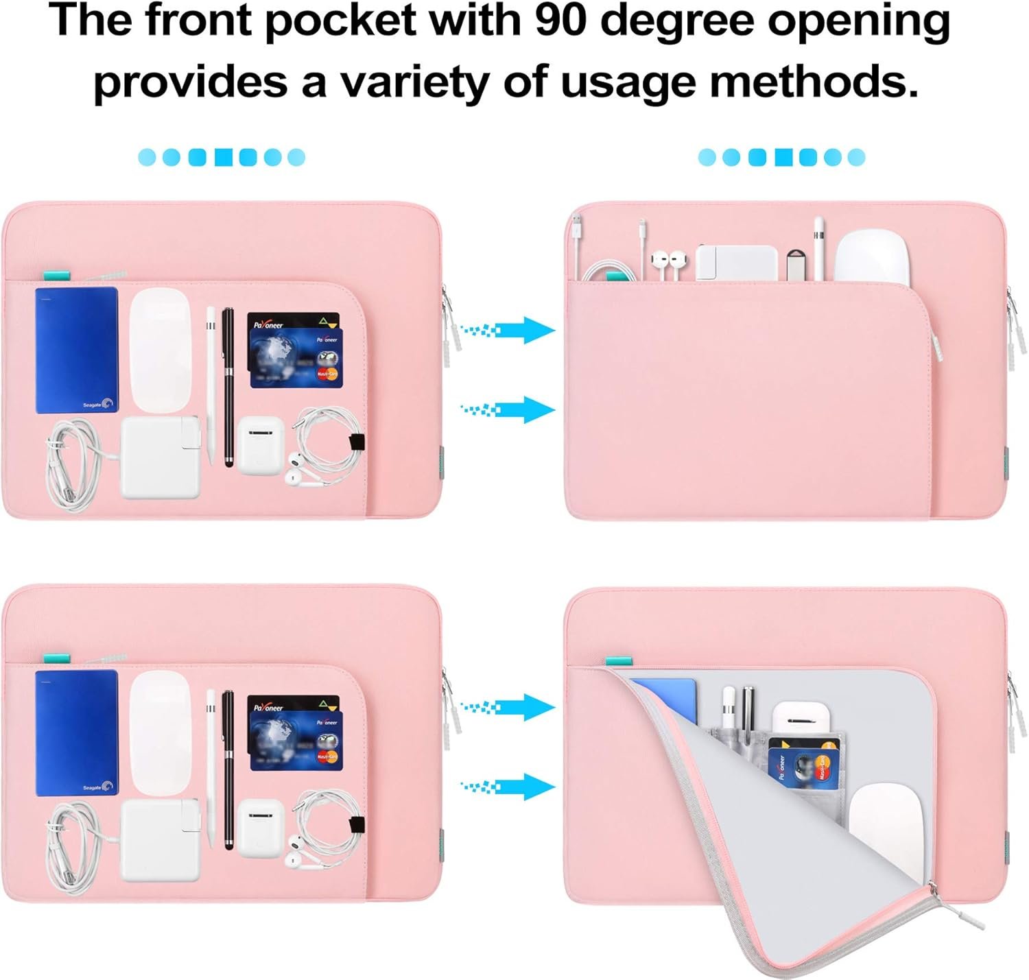 Lacdo 15.6 Inch Laptop Sleeve Case for 15.6" Acer Aspire/Nitro/Predator, Lenovo Ideapad 3, Zenbook Vivobook 15, HP Pavilion 15, Dell Inspiron 15, MSI GL65 Computer Bag with Accessory Pocket, Pink image number 2