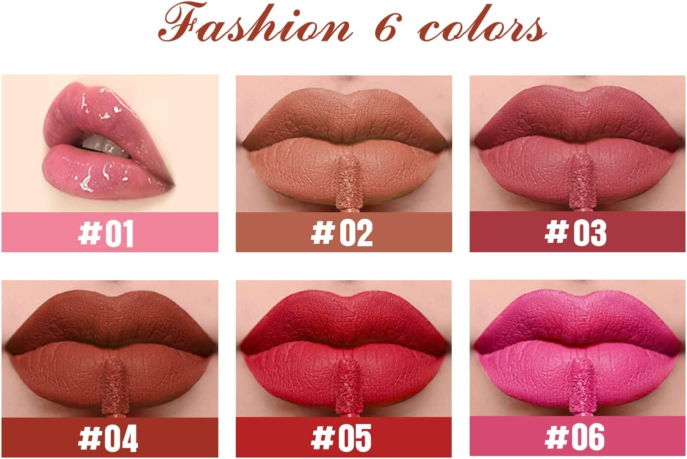 Balee Lip Gloss Set, 5PCS Matte Liquid Lip Glosses & 1PC High Shine Lip Gloss,Long Lasting Waterproof Non-Stick Cup Not-Fade Lipstick Lipgloss Kit for Women Girls Makeup Set image number 6