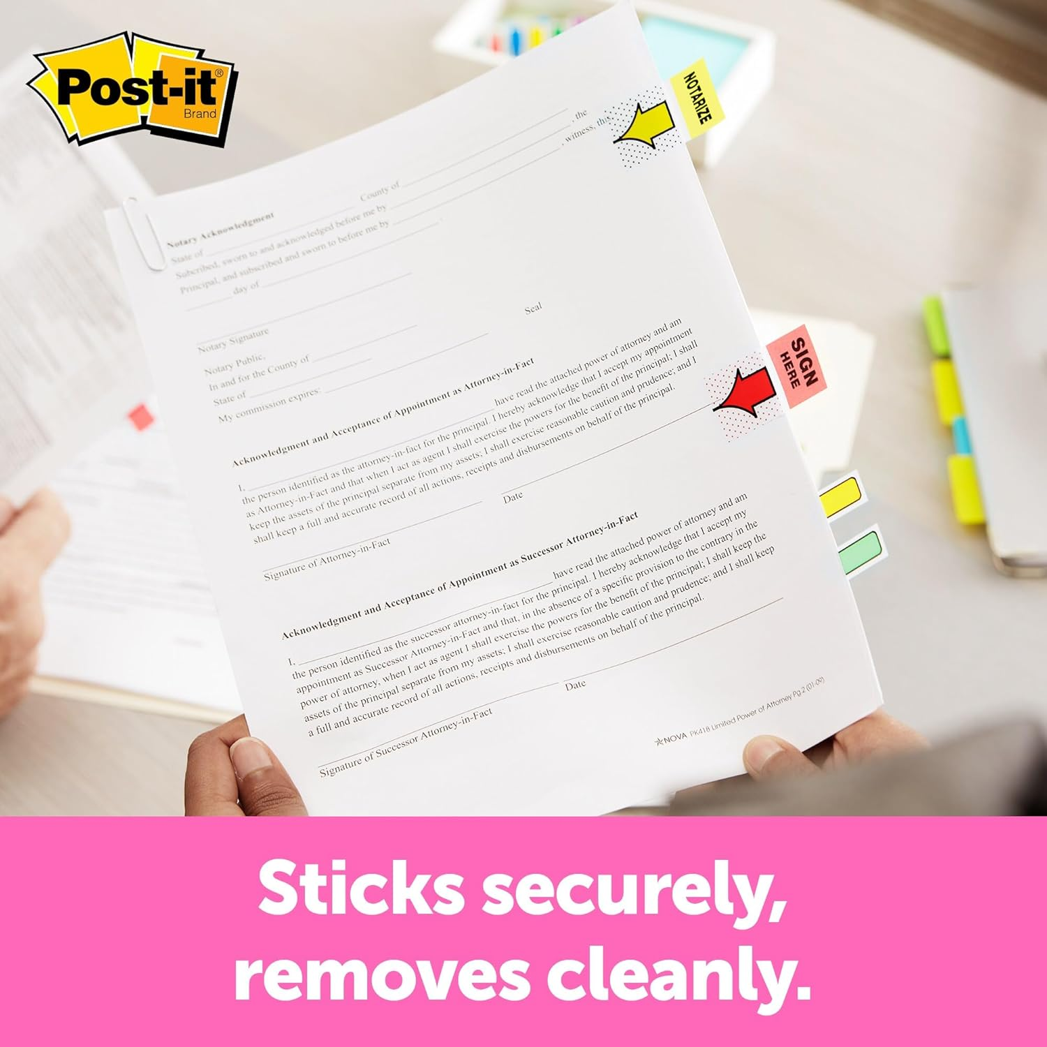 Post-It Message Flags, Sign Here, Red, 1-Inch Wide, 200/Desk Grip Dispenser, 1-Dispenser/Pack image number 4