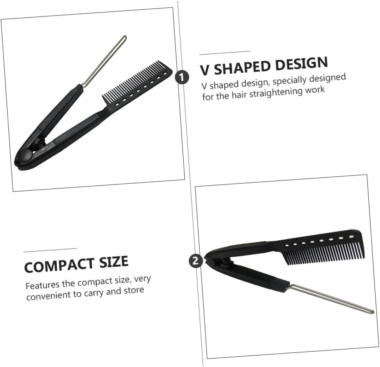 DINHEAROM V-Shaped Hair Straightening Comb Tool Hairbrush for Hair Types Detangling and Smoothing for Home Use and Professional Salons image number 2