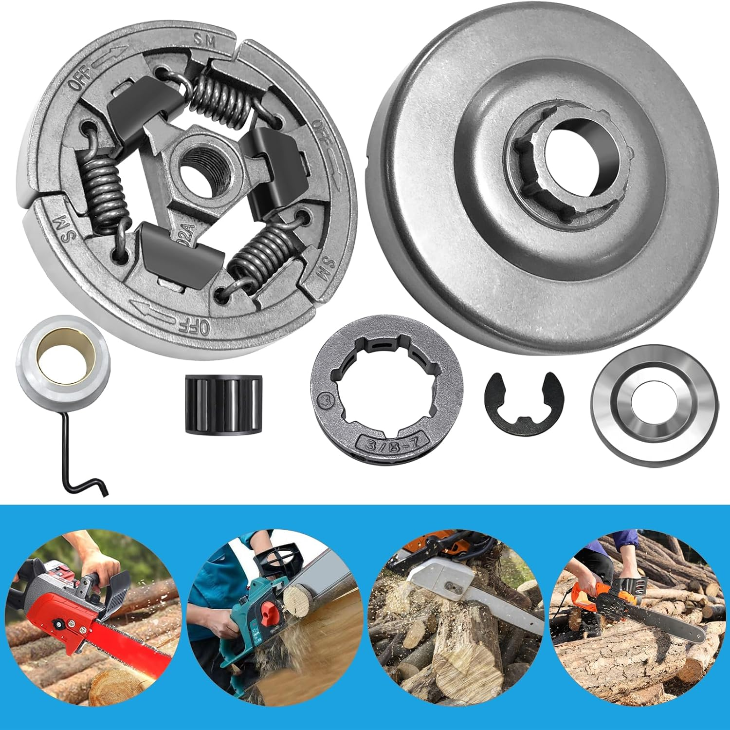 Clutch Drum 3/8" 7T Sprocket Kit for Stihl MS311 MS391 MS391C Chainsaw Rim Convert Part Replace #1140 160 2001, 0000 642 1231, 1125 640 7110, 9512 933 2260, 0000 958 1022