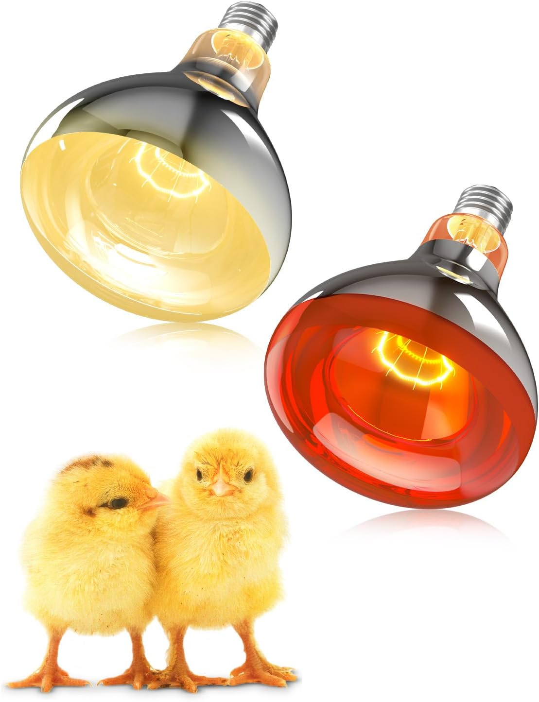 Glowup 250 W Heat Bulbs E27 Set - 1 X Infrared Red Light Lamp Heat Lamp + 1 X Daylight Heating Bulb for Chicken Coop Heating, Rabbits, Puppies, Piglets, Lambs, Kittens, Reptiles image number 2