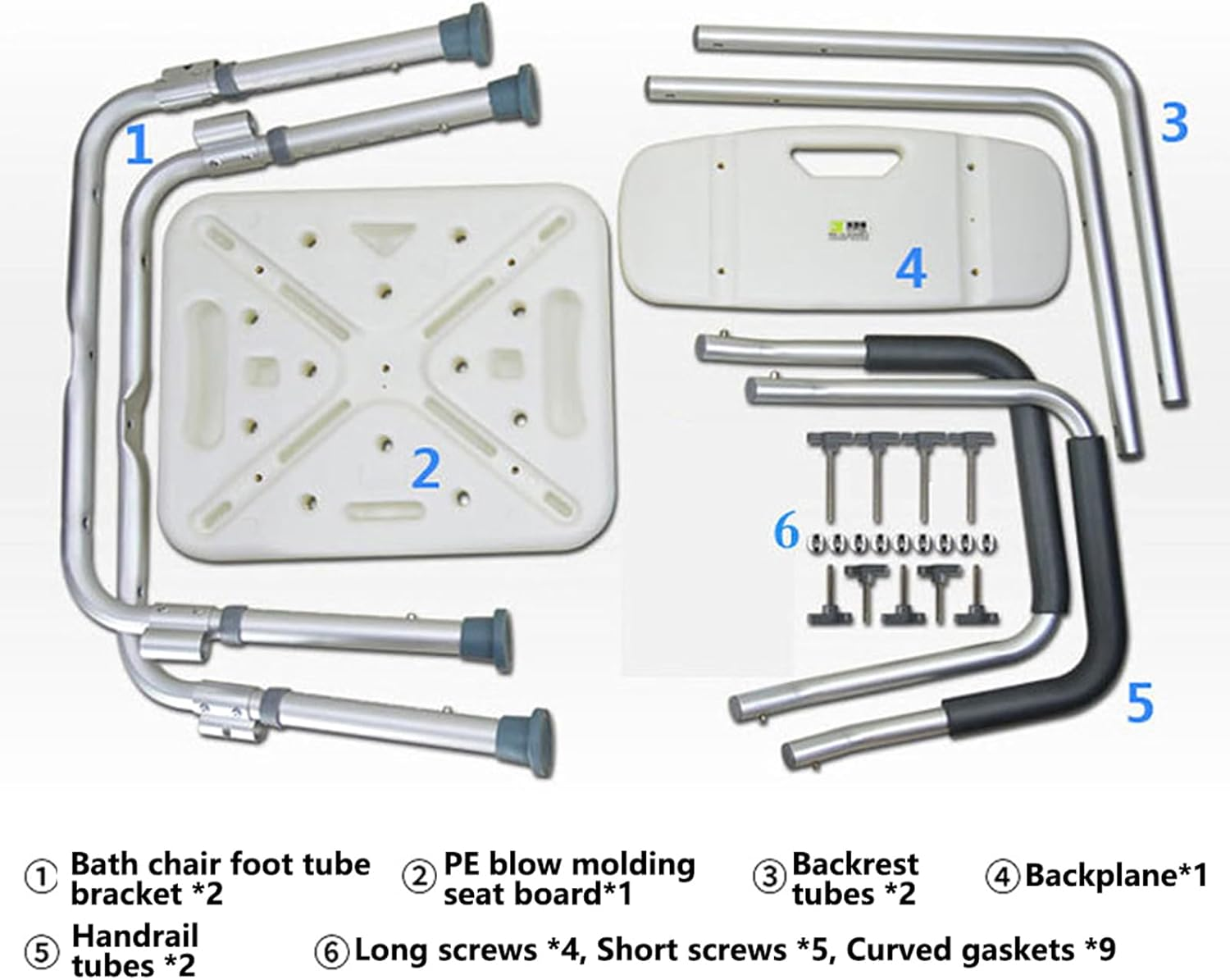 Adjustable Shower Chair with Assist Grab Bar - Anti-Slip Bath Stool for Elderly & Disabled - Durable Aluminum Legs - Tool-Free Assembly (Shower Chair with Back and Arm) image number 6