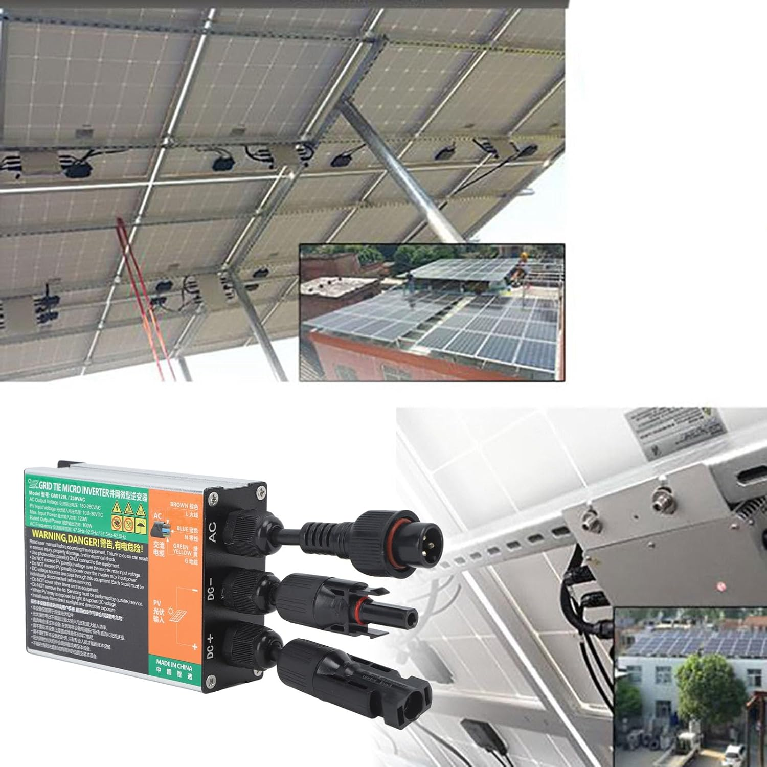 Grid Tie Micro Inverter, 300W Solar Micro Inverter, 3 Phase Photovoltaic Micro Grid Tie Inverter, AC220V MPPT Pure Sine Inverter with Temperature Islanding image number 3