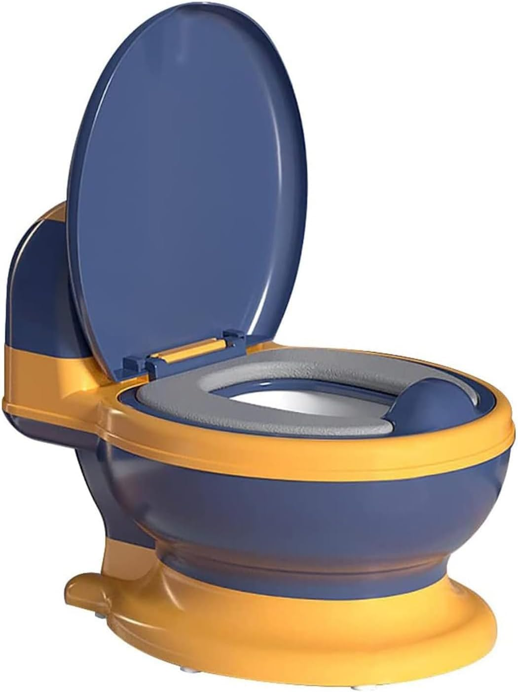 Uandhome Potty Training Toilet, Realistic Potty Training Seat with Toilet Brush, Toddler Potty Chair with Soft Seat, Toilet Tissue Dispenser and Splash Guard, Non-Slip for Toddler& Baby& Girls (Blue)