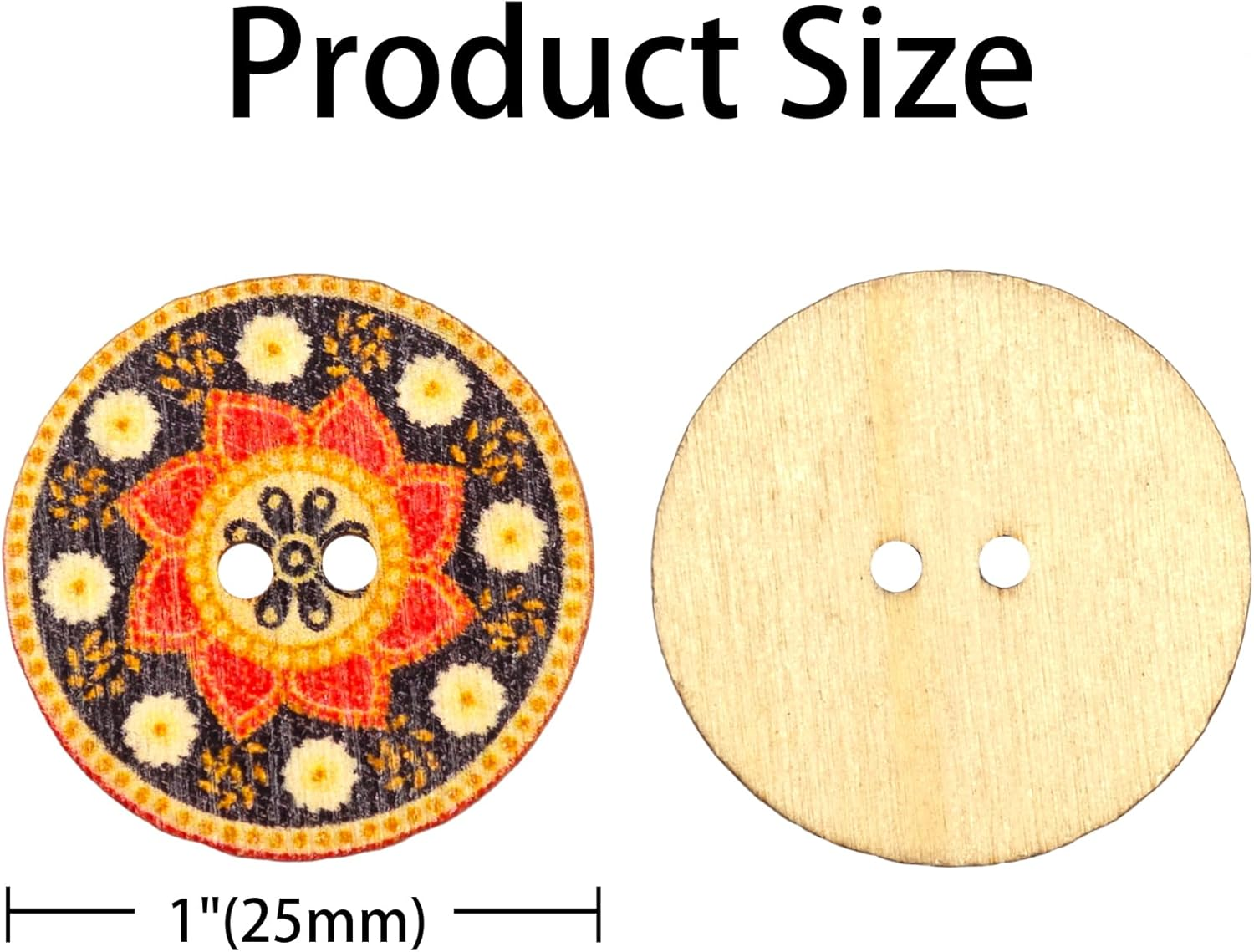 CANDEOLA 120-Pcs 1" Big Mixed Vintage Flower Wooden Buttons | Bulk Assorted Colors Natural Wood Buttons for Sewing Clothes Crafts Decorations (25Mm) image number 5