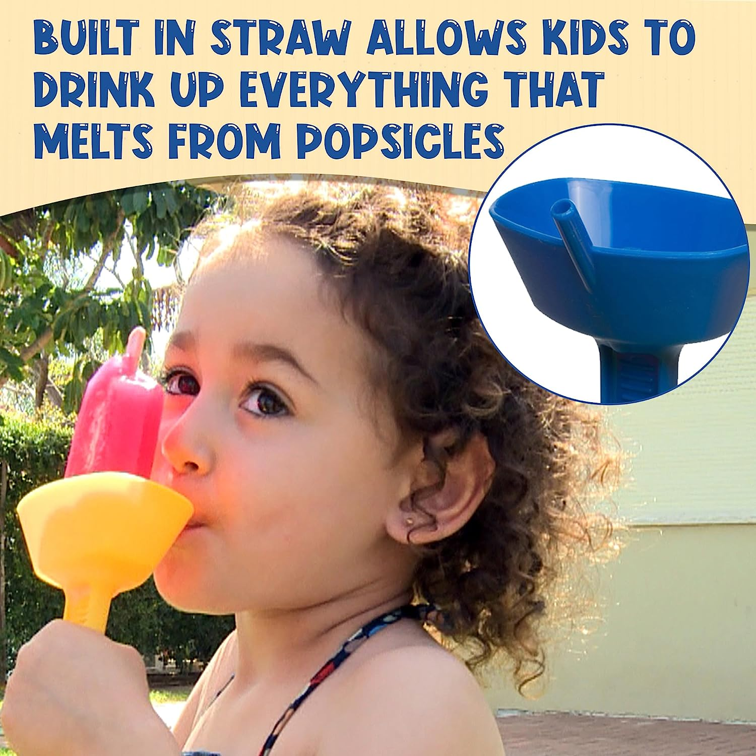 THE ORIGINAL Pop No Drop Popsicle Holder - BPA Free & Dishwasher Safe - Mess-Free Frozen Treats Holder with Straw - No Drip Drop Ice Pop Popsicle Holders for Kids & Adults - 2 Random Color (Not 4) image number 2