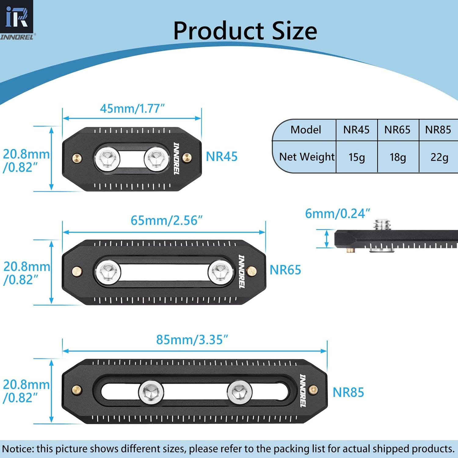 2 Packs Quick Release NATO Rail 65Mm Long Universal anti off Rail with 1/4" Screws and anti Drop Safety Pins NR65-INNOREL Aluminum Alloy Mini Rail for Camera Cage, Field Monitor Mount NATO Clamp image number 5