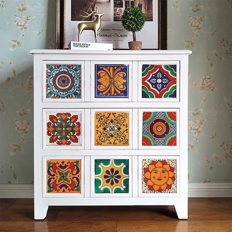 Tile Stickers, 24PCS Retro Decorative Peel and Stick Moroccan Self Adhesive Tile, Waterproof Oil-Proof Kitchen Backsplash Stickers for Bathroom (Type 3, 20 X 20Cm) image number 3