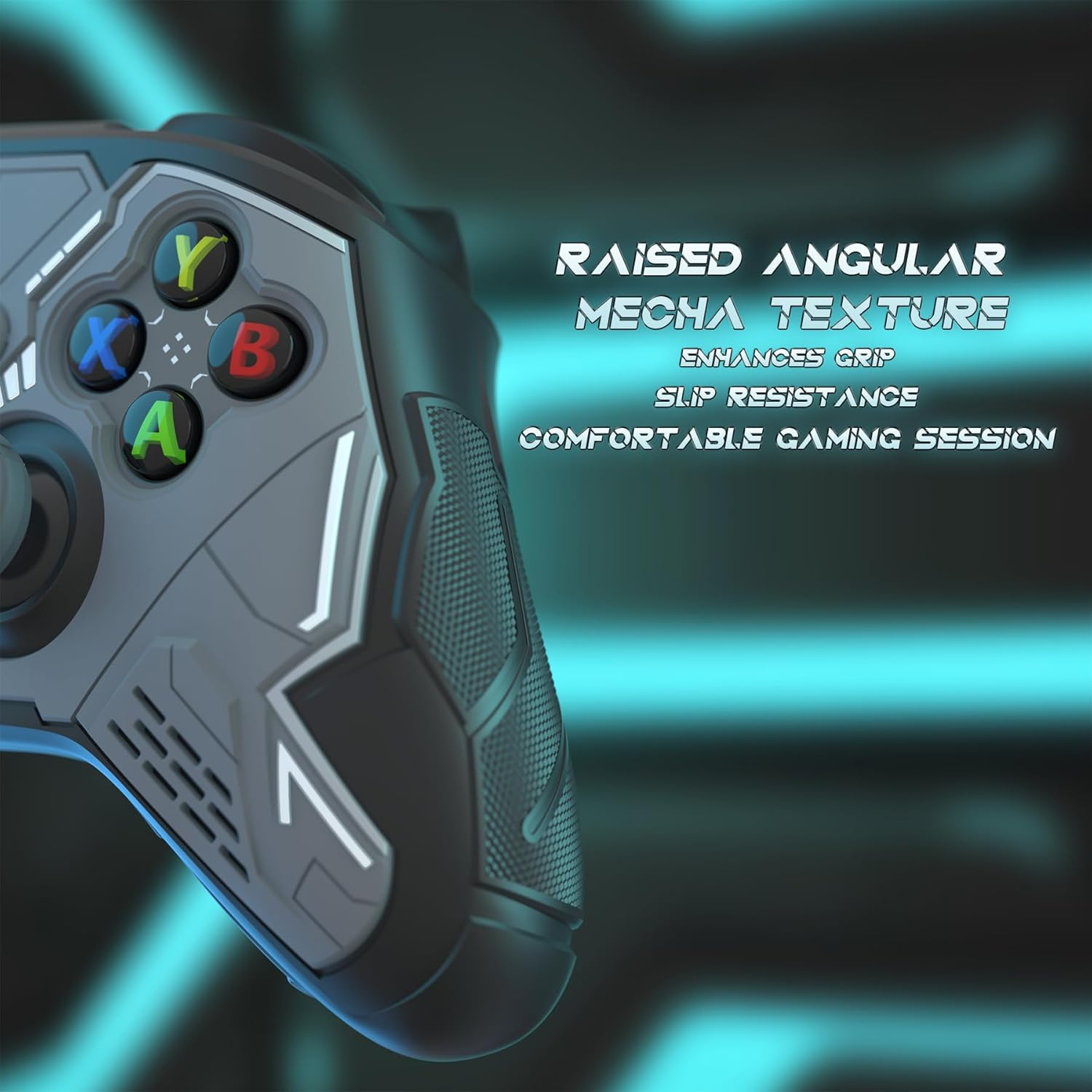 Playvital Stellar Mecha Silicone Cover Skin for Xbox Series X/S Controller, Anti-Slip Grip Protector with Thumb Grips & Sticker for Xbox Core Wireless Controller - Black & Gunmetal Gray - Army Green  Sage Green image number 2