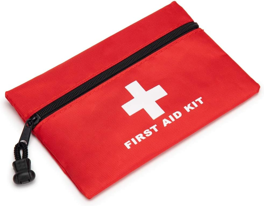 First Aid Pouch Empty, Jipemtra Red First Aid Bag First Aid Pouch Small for Home Emergency Travel Camping Hiking Outdoors First Responder (Red with 420D)