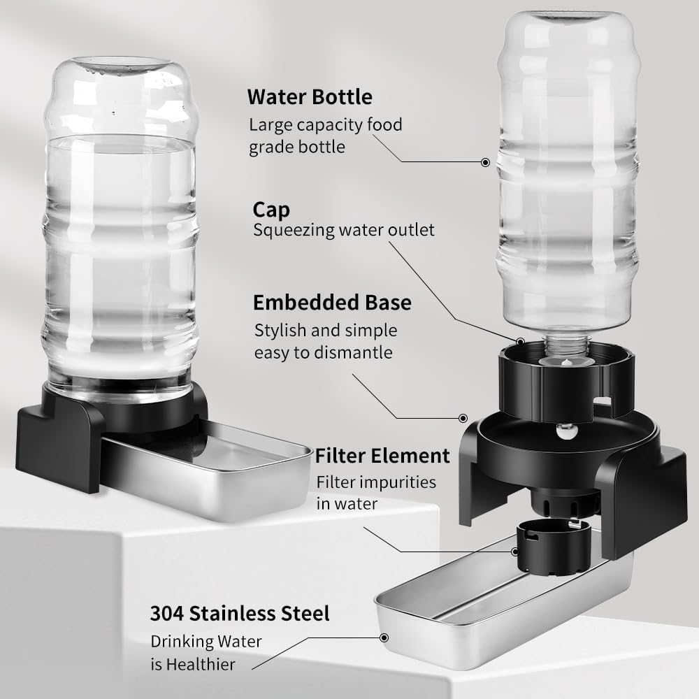 Marchul 2.3 Gallon Dog Water Dispenser, Large Dog Water Bowl Dispenser with Stainless Steel, Automatic Gravity Pet Bowl for Dogs Medium to Large (3 Filters) 8.6L image number 6