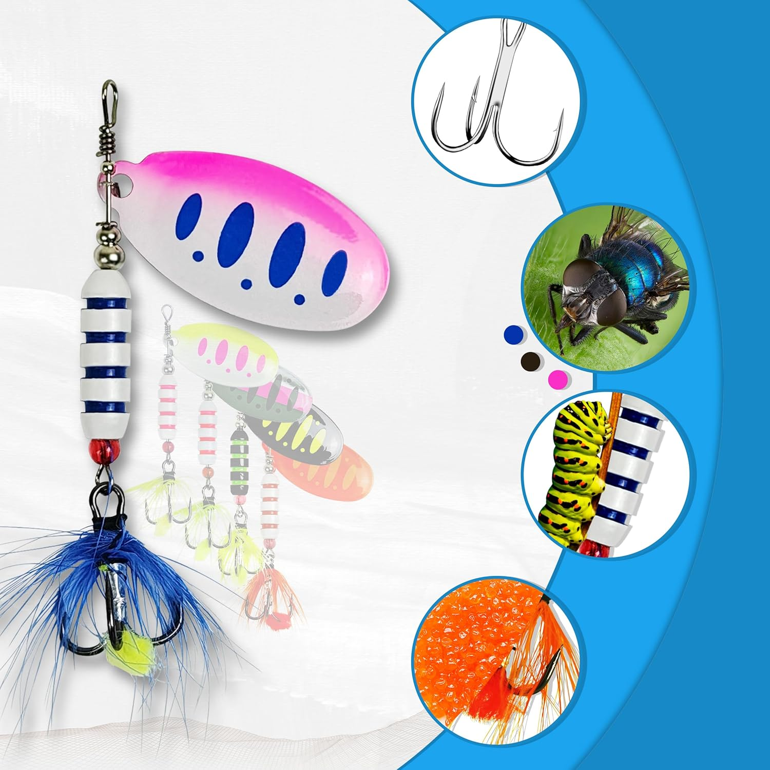 Keencatch Trout Lures Trout Spinners, Spinner Baits, Rooster Tail Fishing Lures Kit for Trout Salmon Bass Walleye Pike image number 4