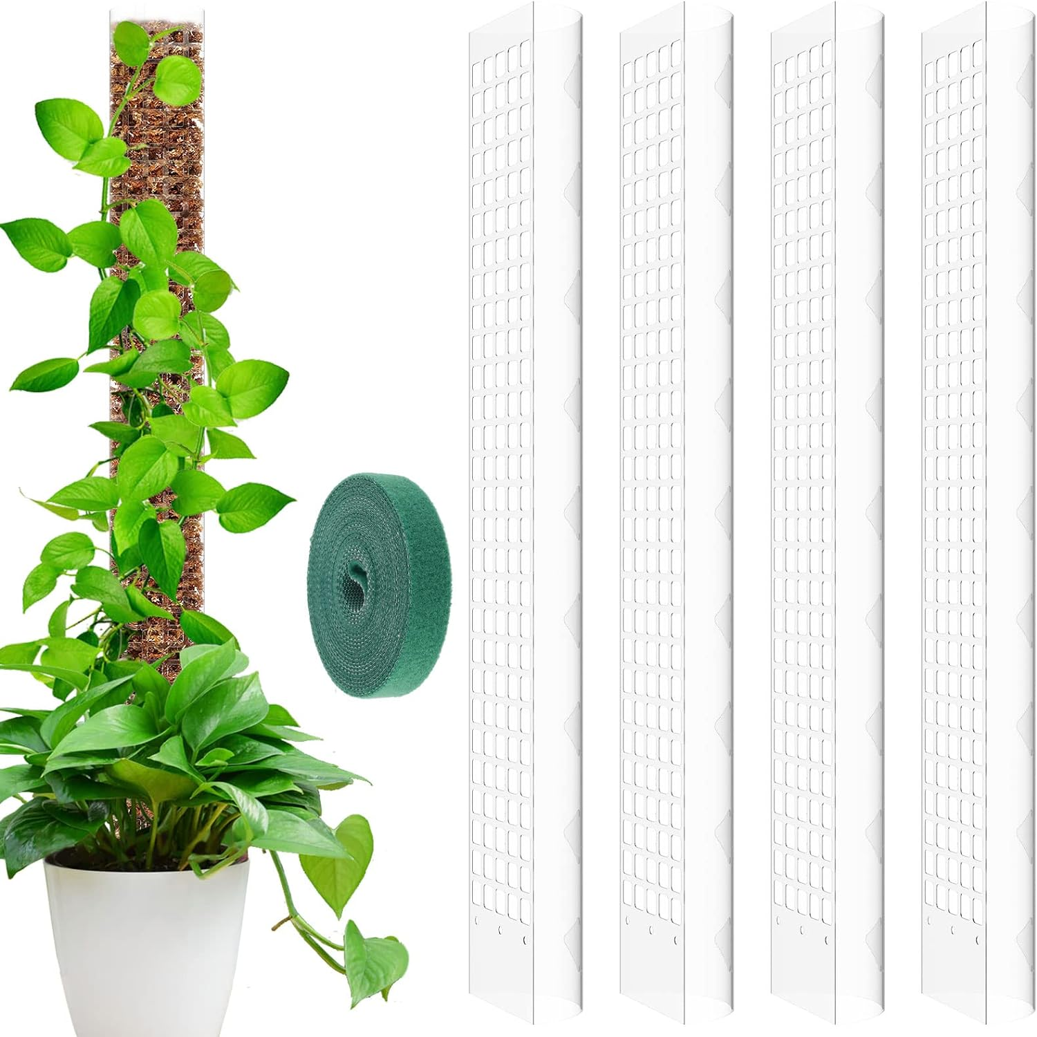 HSHGZSR 24 Inch Plastic Moss Poles Reusable Plastic Sheets for Moss Poles Hollow Self Watering Botany for Botany Monstera Semi-Cylindrical Sphagnum Moss Poles for Indoor Botany Climbing Botany (2Pcs)