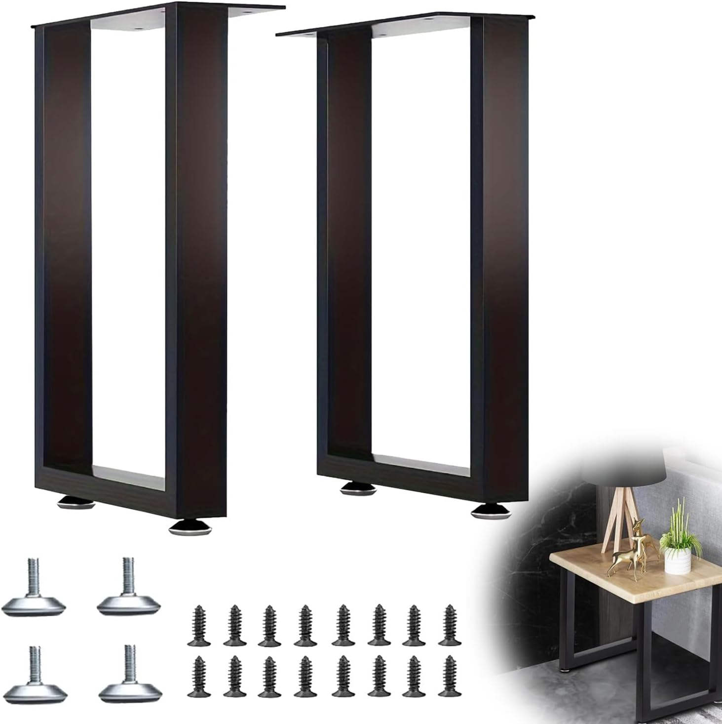 IONPSHG 2Pcs Steel Table Legs Heavy Duty 40X30Cm Adjustable Metal Desk Legs DIY Furniture Legs Tall Dining Table Legs & Frame Support Feet for Home Office Kitchen Work Furniture Dining Coffee (X)