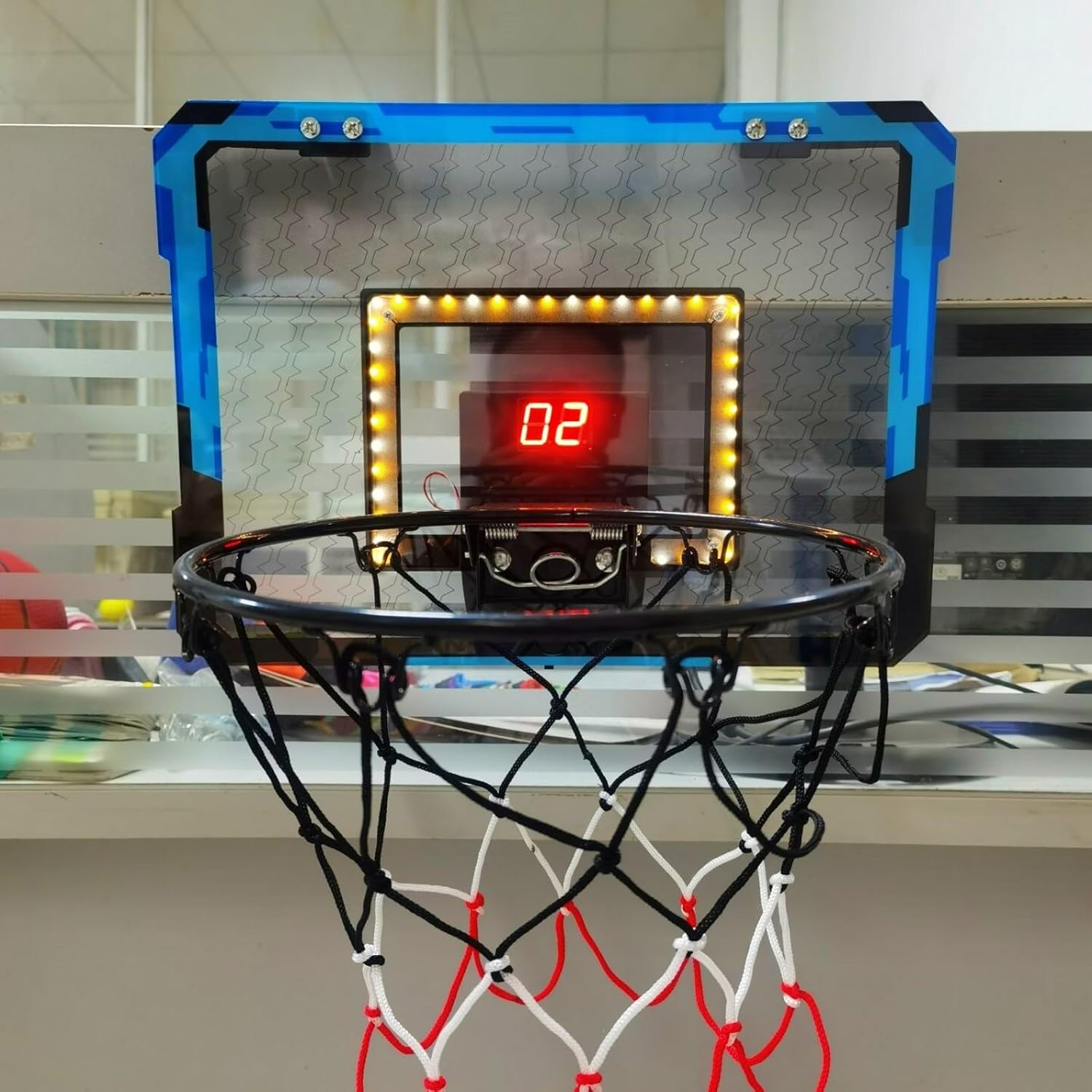 Portable Basketball Hoop for Teen, over the Door Basketball Hoop with Scoreboard and Sounds and 4Pcs Basketballs, Kids Indoor Sport Game image number 2