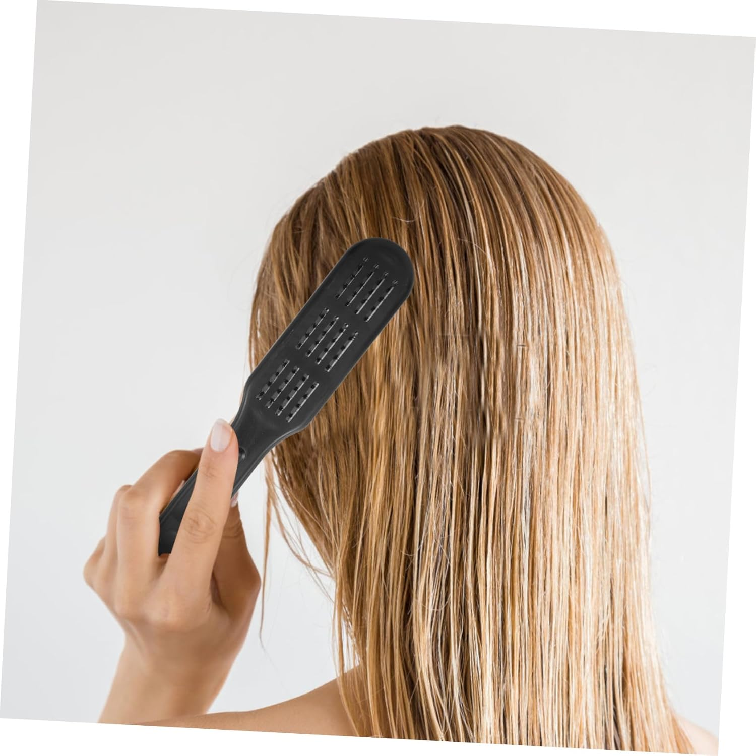 Double Sided Clamp Hair Straightener Brush with V-Shaped Bristles, High Temperature Resistant Anti-Static Straightening Comb for Salon and Home Hair Styling, Black