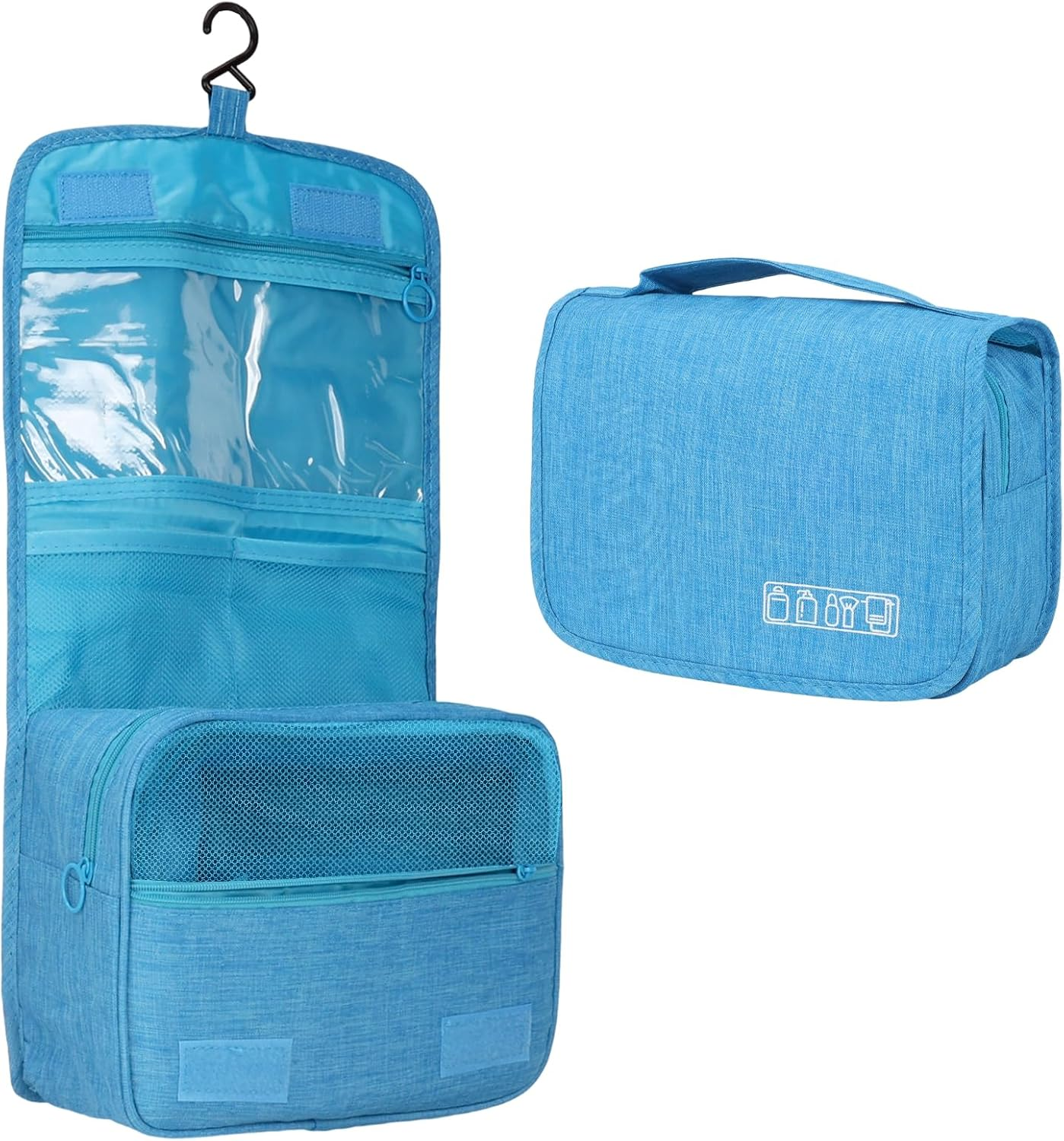 Viiotu Hanging Toiletry Bag Foldable, Travel Toiletry Bag with Hook &ndash; Waterproof Makeup Bag Organizer, 4-Layer Portable Toiletries Bag for Travel Essentials (Black)