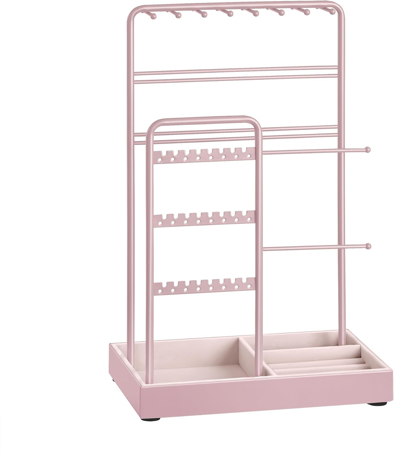 Songmics SONGMICS Jewellery Stand, Jewellery Organiser, Jewellery Display Stand with Metal Frame and Velvet Tray, Earring Bracelet Holder, Necklace Stand, for Studs, Rings, Gift Idea, White JJS021W01