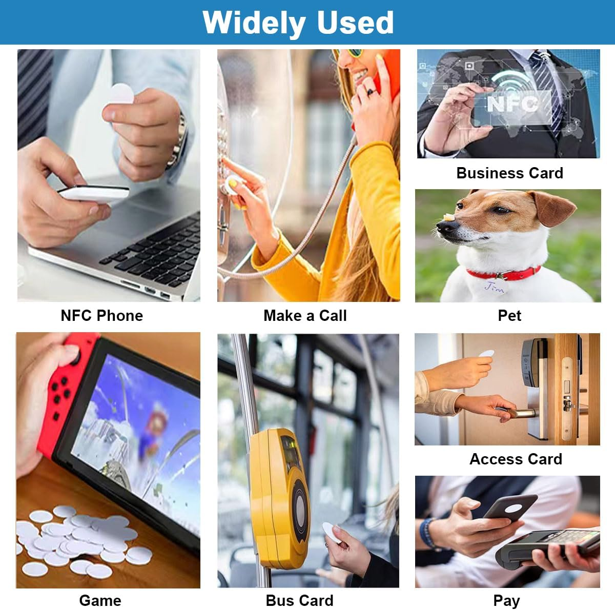 NFC Tags,Haakhui 50Pcs Adhesive round Stickers Blank Rewritable NFC Cards,Compatible with Tagmo and Smart Home Control NFC Enabled Mobile Phones and Devices image number 2