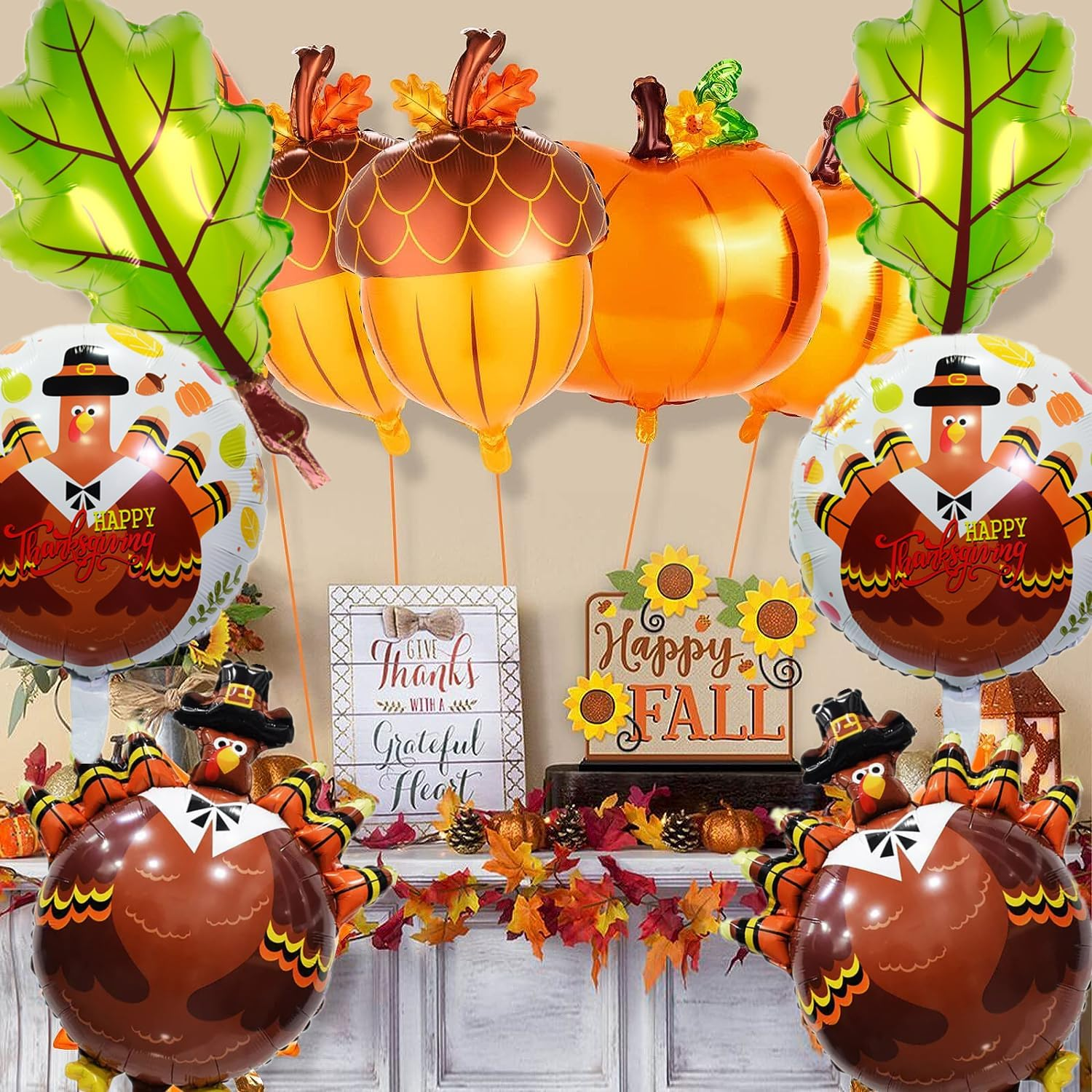 Happy Thanksgiving Balloons - Big Turkey Maple Leaves Pumpkin Balloons for Fall Decorations (Turkey Pack-27Pcs) image number 5