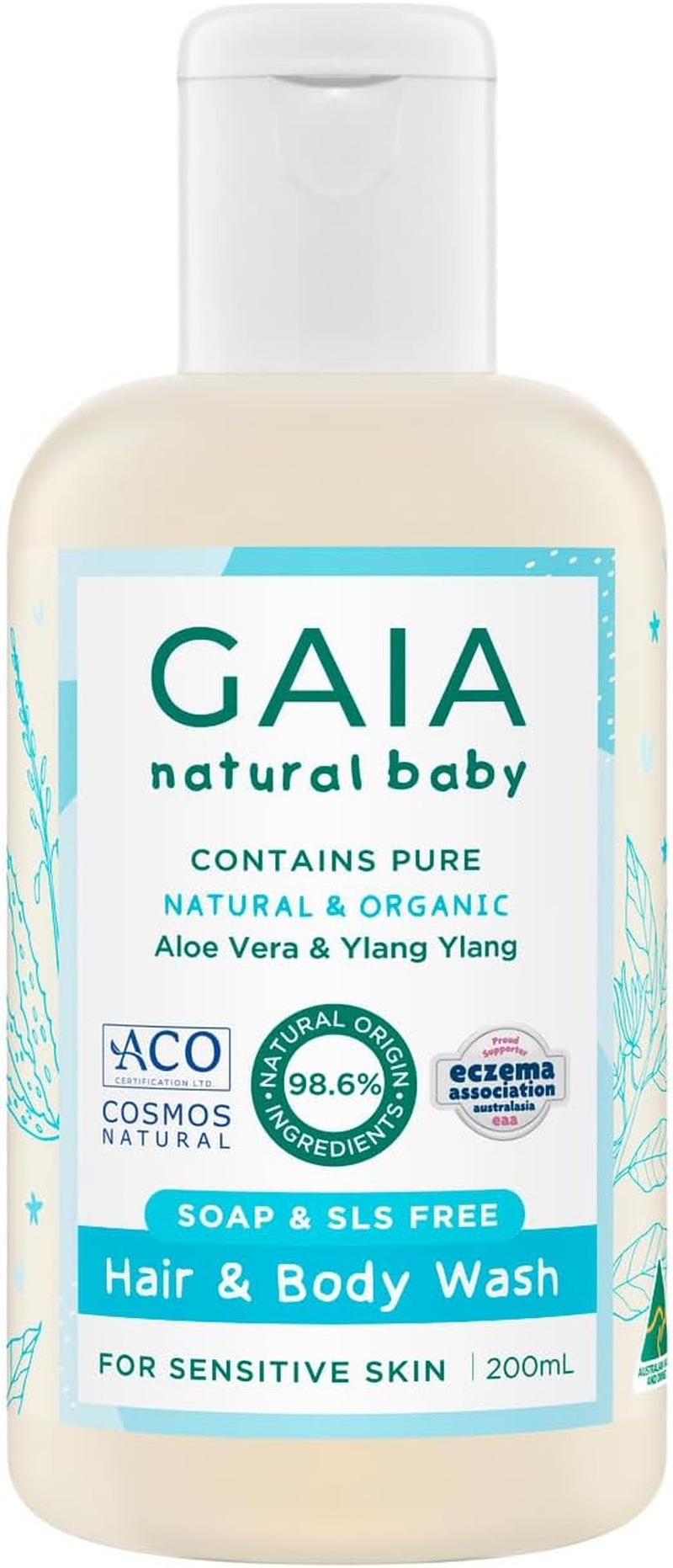 GAIA Natural Baby Hair & Body Wash 200Ml image number 2
