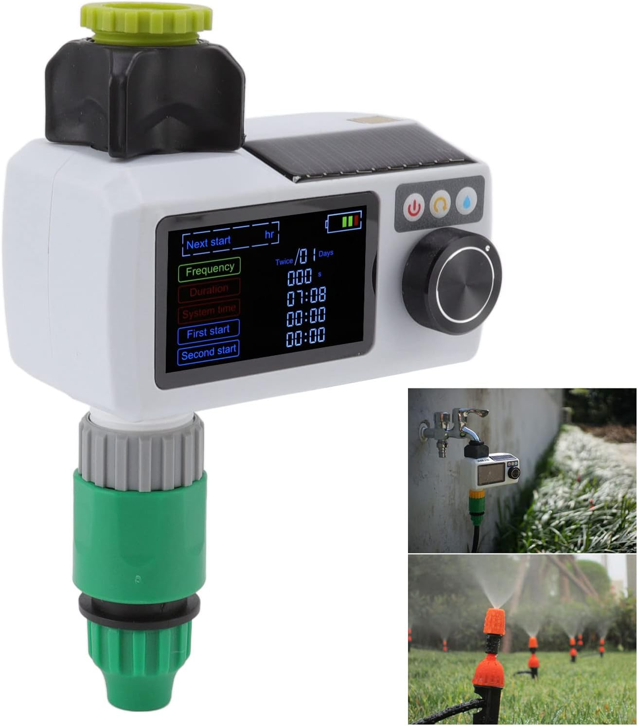 Solar Sprinkler Timer, Rain Detection Solar Power Large Screen Self Check Irrigation Timer for Garden for Courtyard for Balcony image number 5