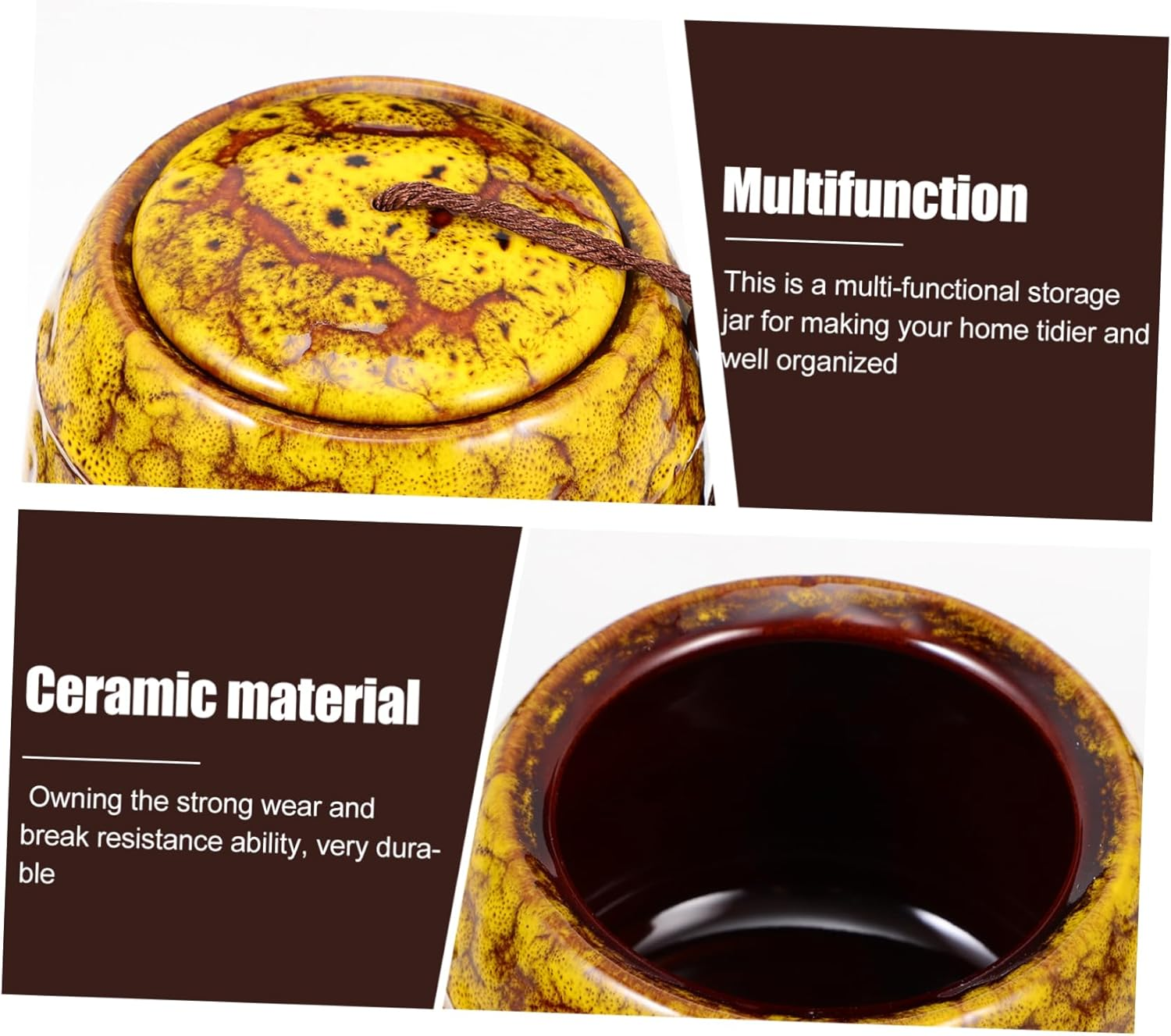 Traditional Ceramic Tea Canister Tassel Lid Vintage Tea Storage Jar for Home Organization Airtight Food Storage for Spices image number 6