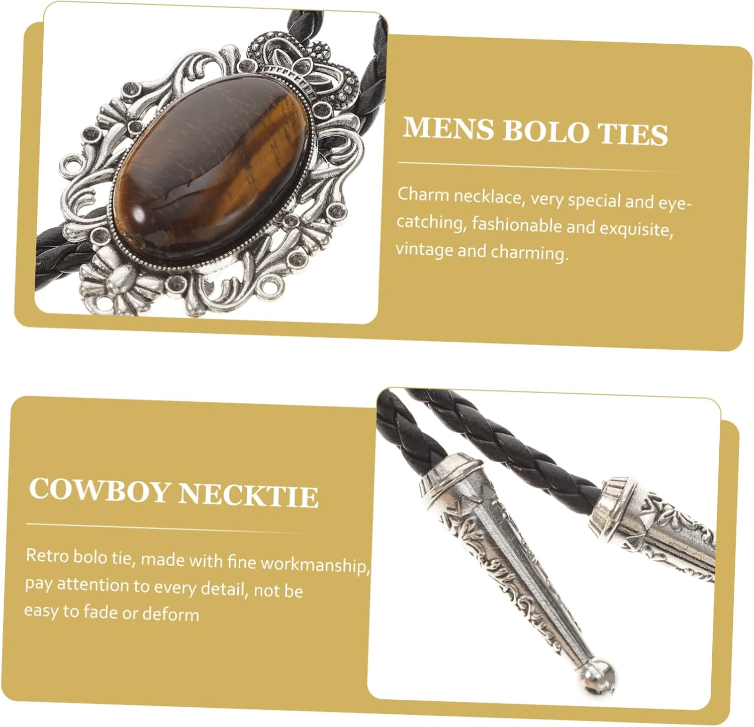 WESIEVYA Bolo Tie Men Necklaces Western Necklace Vintage for Men Locket for Men Aqua Ties Shirt Neck Chain Shirt Necktie Neckties Mens Necktie Cowboy Agate image number 1