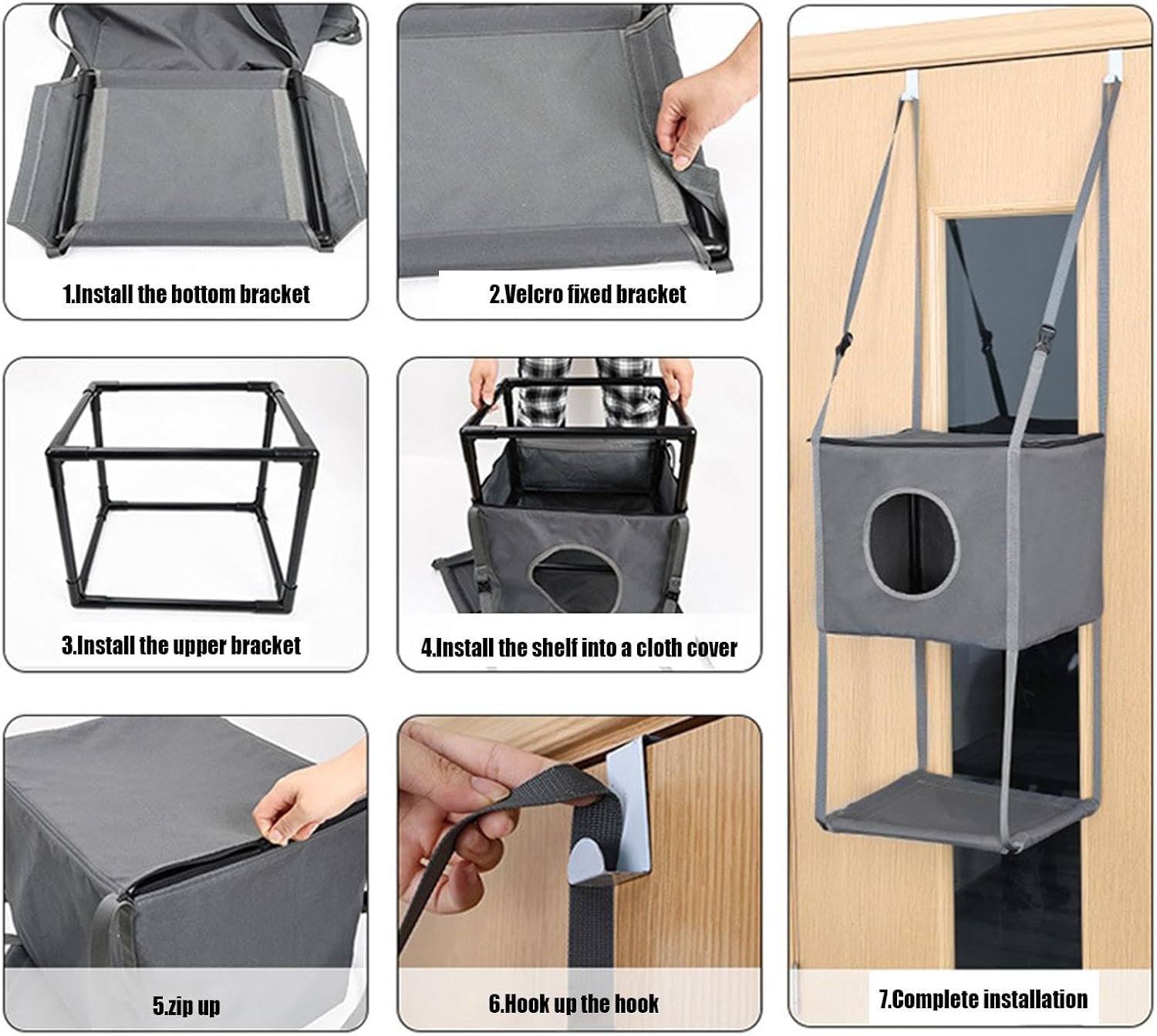 Cat Climber Bed - Cat Tree | Cat Hammock Bed | Breathable Cat Climber | 16X13Inches Door-Mounted Cat Hammock | Removable Cat Swing | Door Cat Tree | Adjustable Cat Bed Pet Perch for Indoor image number 2