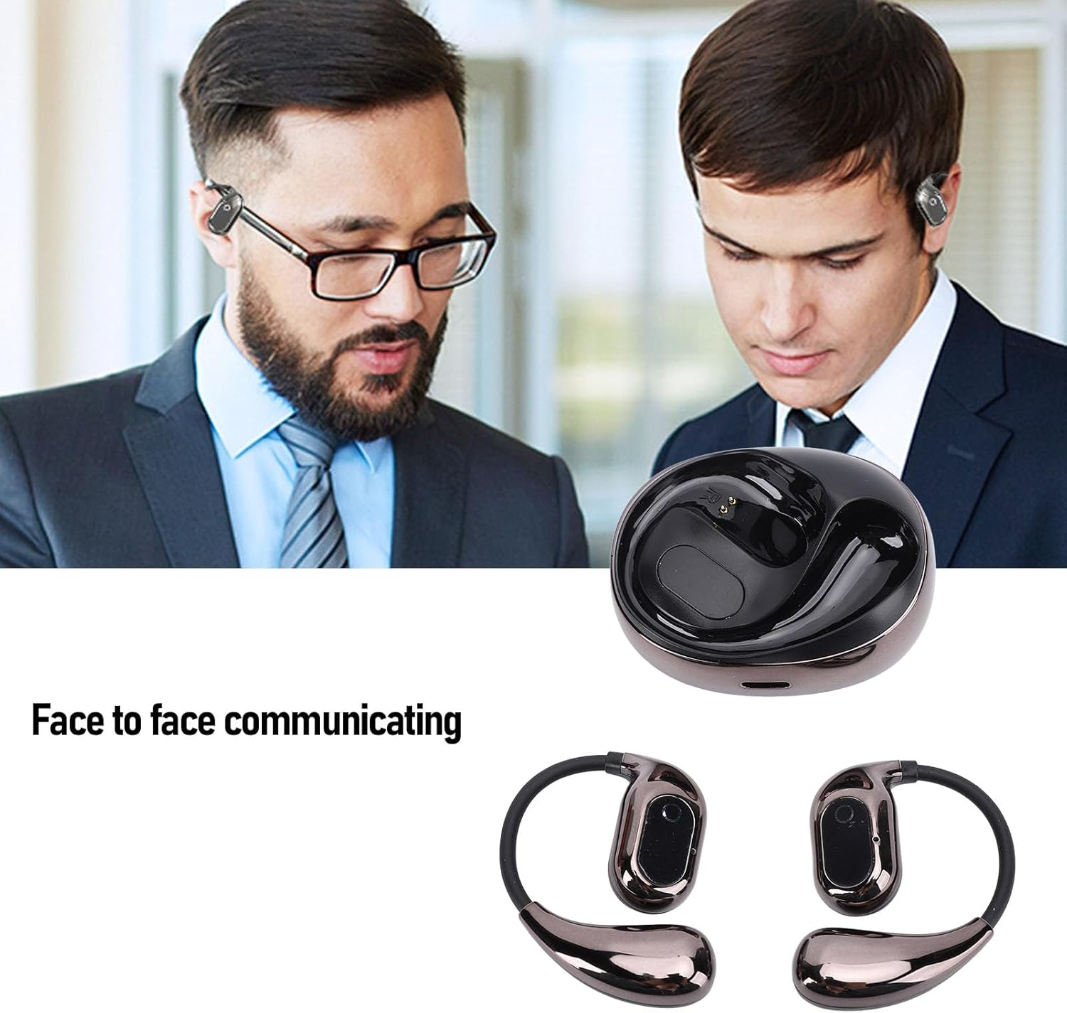 Zopsc AI Translation Earbuds Real Time, 80 Language Support, Wireless Earphones Bluetooth Headphones, Ideal for Travel Business Meetings Learning with Charging Case (Black) image number 3
