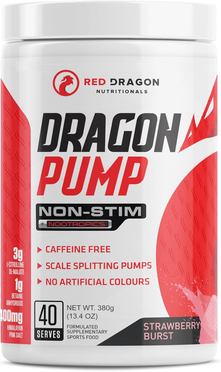 Red Dragon Nutritionals Dragon Pump Non-Stim Pre Workout Powder 380 G, Strawberry Burst image number 2