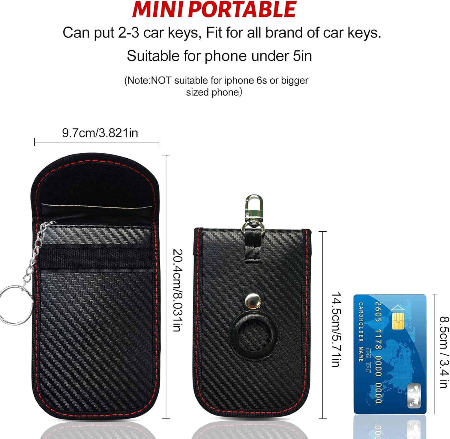 Faraday Box for Car Keys and 2 Pack Faraday Bag for Car Keys Signal Blocking Pouch with Airtag Cover Key Fob for Car Key Keyless Entry Theft Prevention (1 Big Box+2 Airtag Key Bag) image number 5