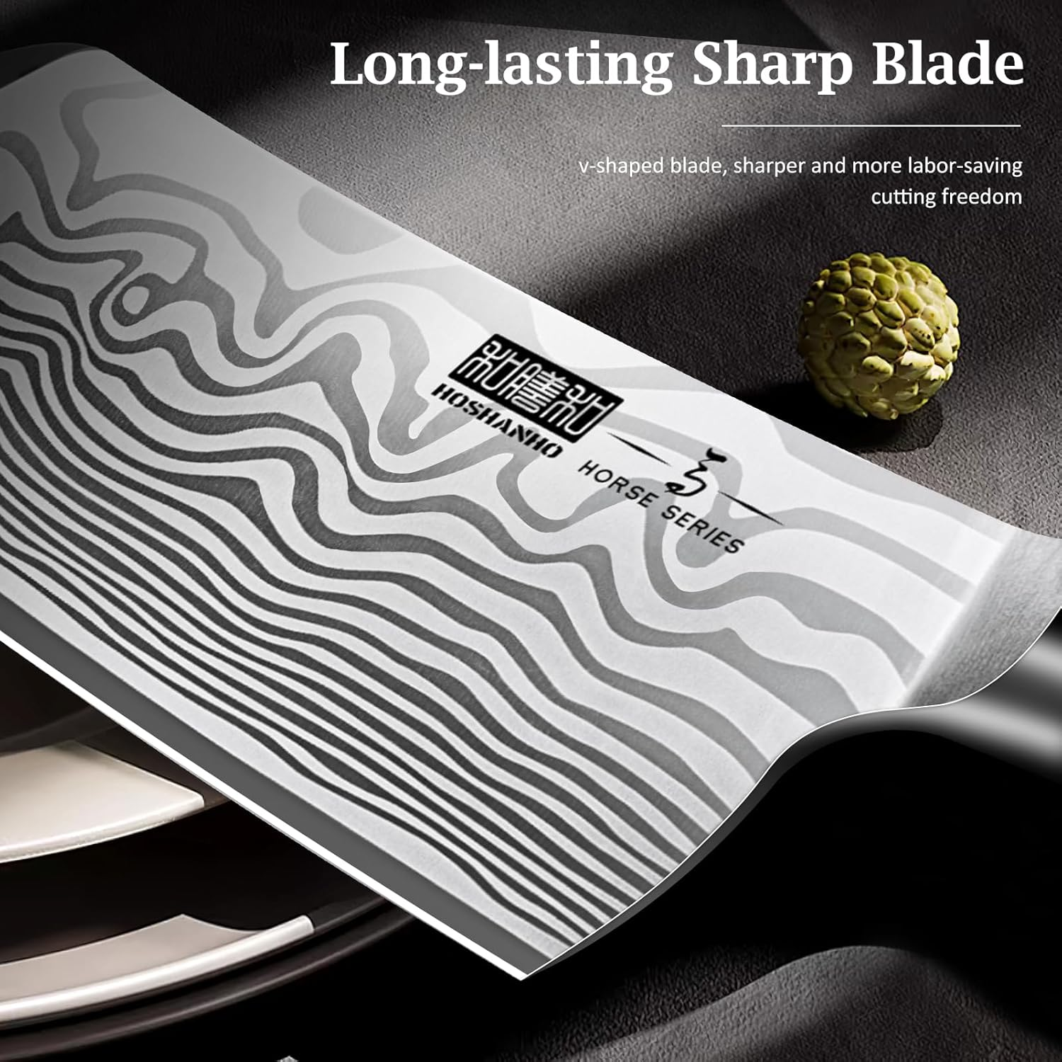 HOSHANHO Cleaver Knife 7 Inch, Razor Sharp High Carbon Powder Steel Meat Cleaver, Professional Japanese Butcher Chopper Kitchen Knife for Meat Cutting Vegetable Slicing image number 6