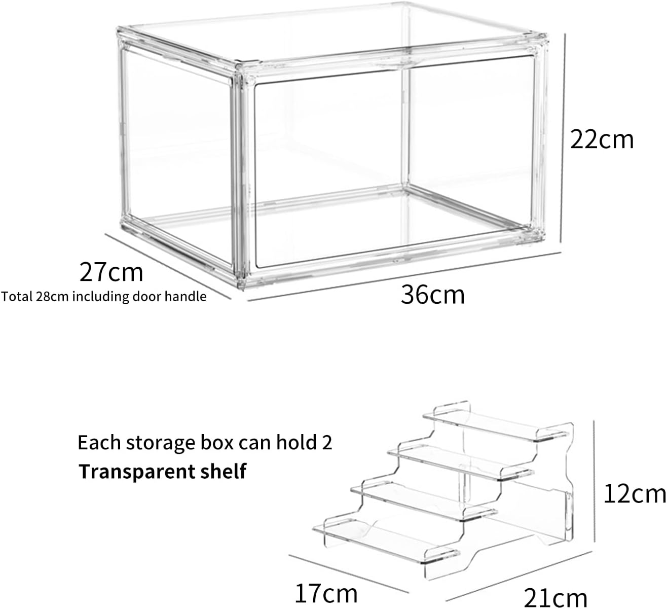 Acrylic Display Case for Collectibles, Stackable Proof 4 Layer Clear Acrylic Display Case for Figures and Keepsakes, Clutch, Wallet, Book, Toys Organization (Clear) image number 2