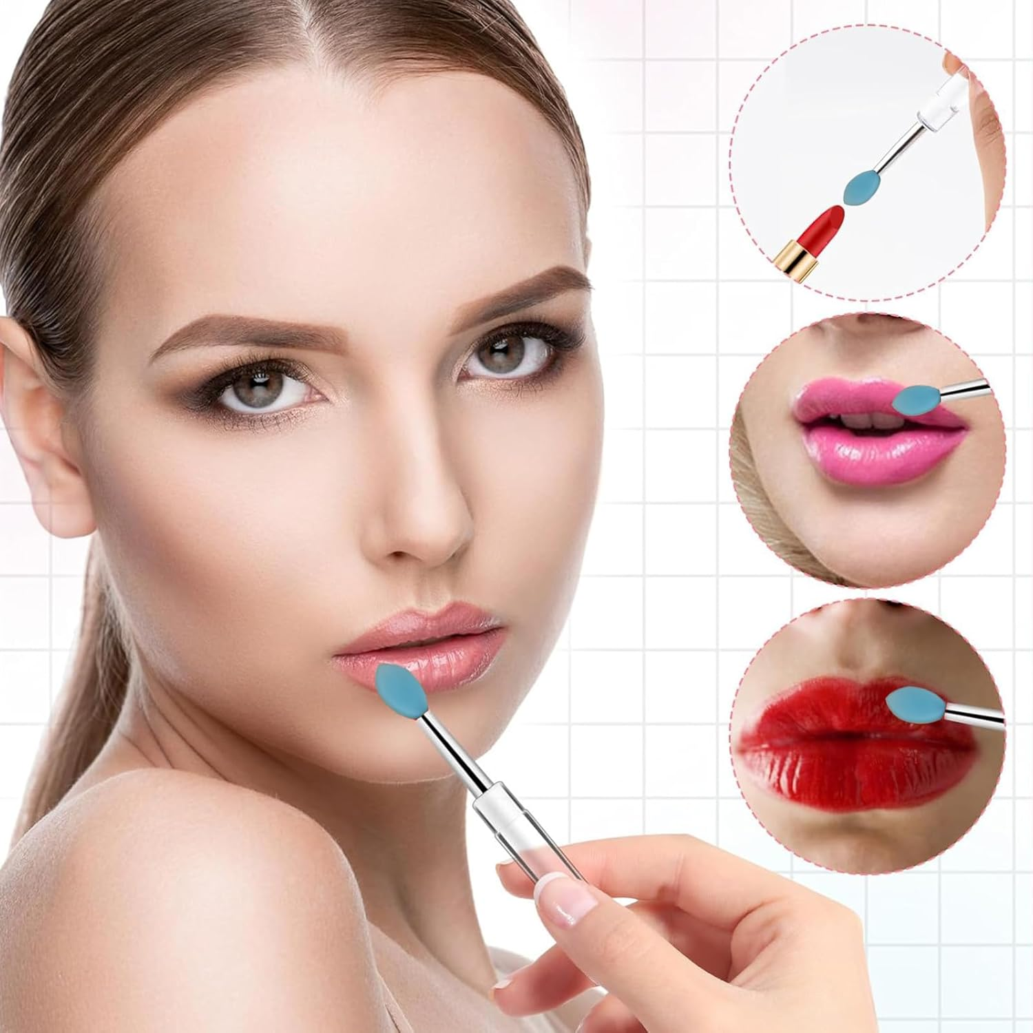 Kzvsiy 12 PCS Silicone Lip Brushes with Dustproof Covers, Reusable Lip Applicators for Lipstick, Lip Balm, Eyeshadow, Lip Cream & Lip Mask, Makeup Tools with Caps (Multicolor) image number 6