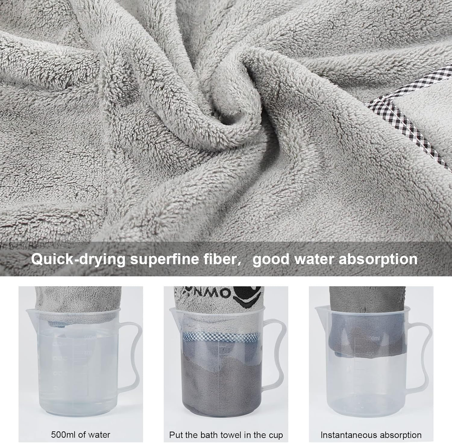 Ownpets Dog Bathrobe Towel, Super Absorbent Soft Dog Drying Robe with Cap & Pocket for Bathing & Beach Trips, Microfibre Fast Drying Dog Towel Robe for Dogs and Cats(Large) image number 2