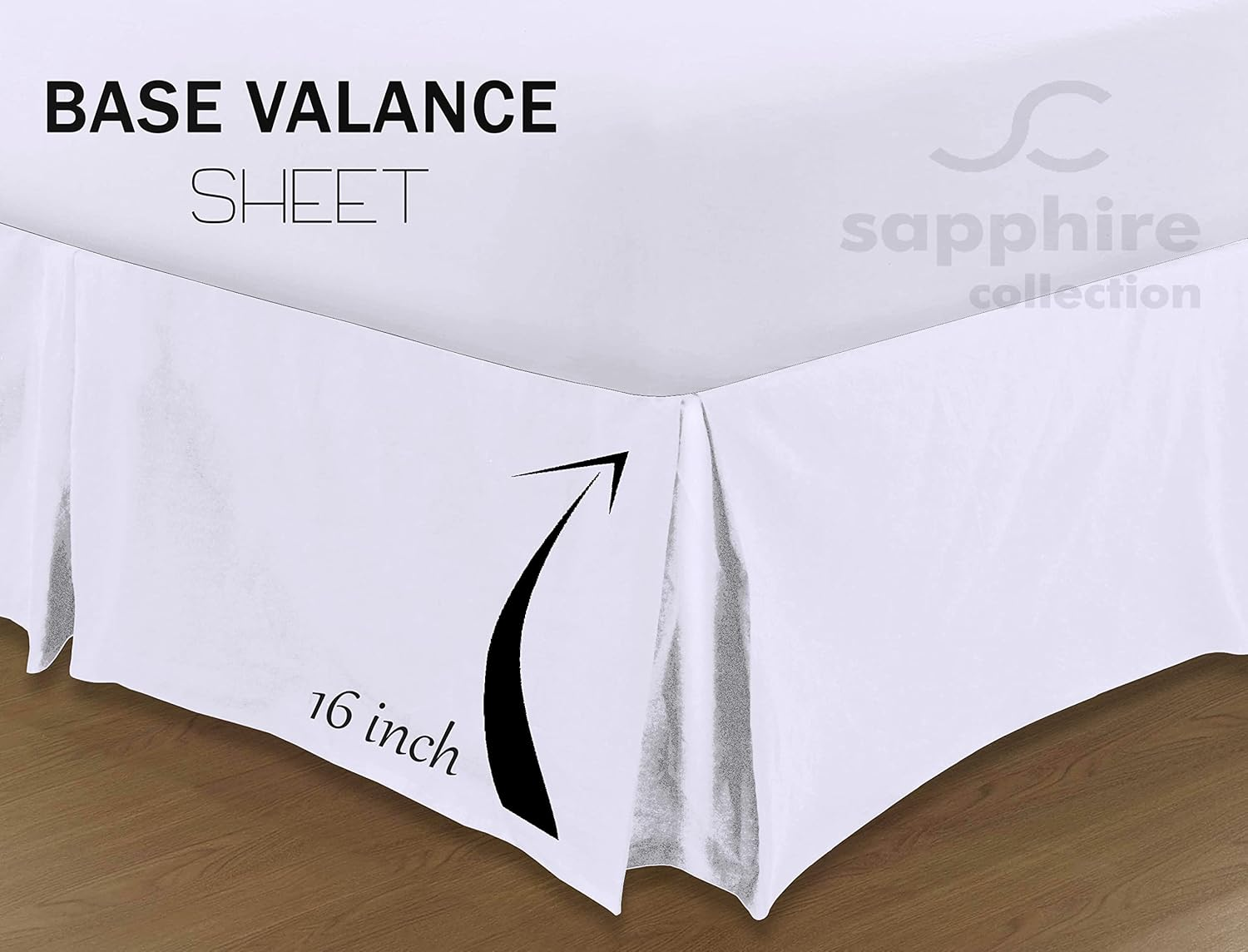 Sapphire Collection PLAIN DYED POLY COTTON PLEATED PLATFORM BASE VALANCE SHEETS (Super King, White) image number 2