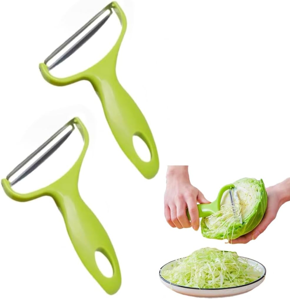 2PC Green Cabbage Shredder,Vegetable Cutter Cabbage Slicer,Stainless Steel Fruit Vegetable Potato Peeler Cabbage Graters Kitchen Must Have for Home Restaurants 18 * 12Cm image number 3