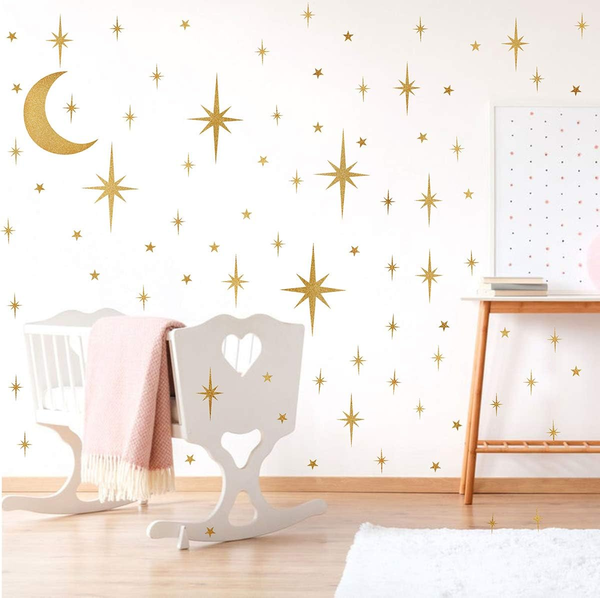 Easma Retro Starburst Wall Decals - Atomic Star Stickers for Girls Room - Peel and Stick Moon Decals image number 6