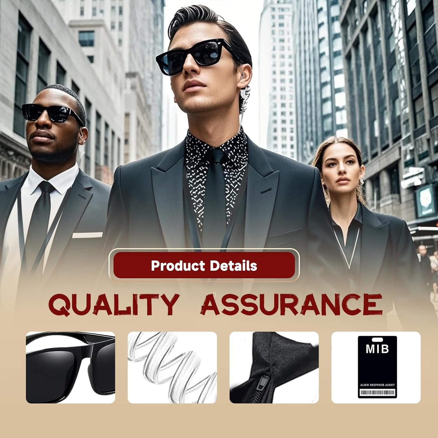 Pack of 5 Agent Costume Accessories Complete Spy Roleplay Set with Realistic ID Badge Black Sunglasses Walkie Ta Lkie Tie for Halloween Cosplay image number 1