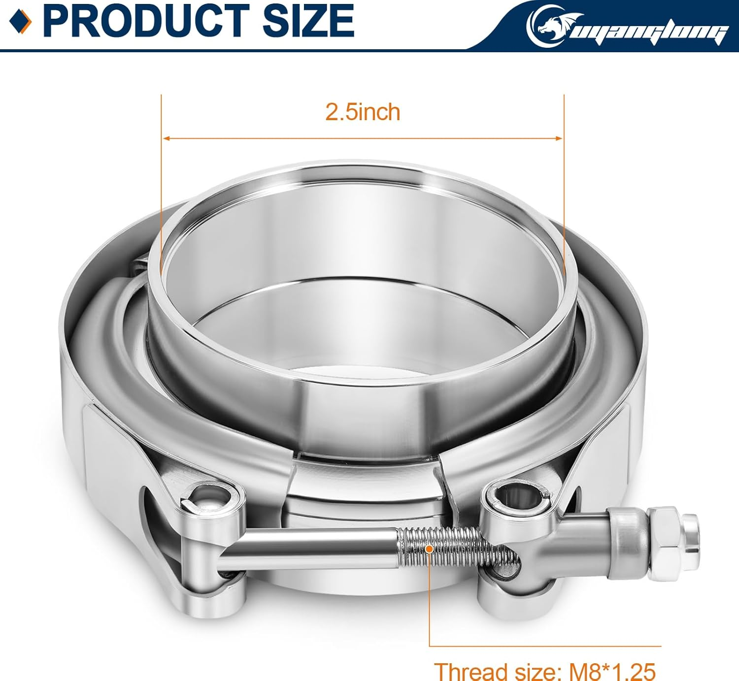 2.5 Inch V Band Exhaust Clamp with Flange Male Female Stainless Steel for Turbocharger, Exhausts, Mufflers, Downpipe 4PCS image number 4