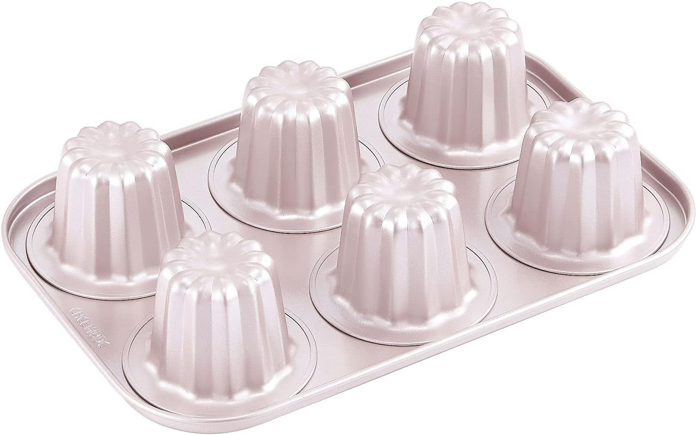 CHEFMADE Canele Mold Cake Pan, 12-Cavity Non-Stick Canele Muffin Bakeware Cupcake Pan for Oven Baking (Champagne Gold) image number 2