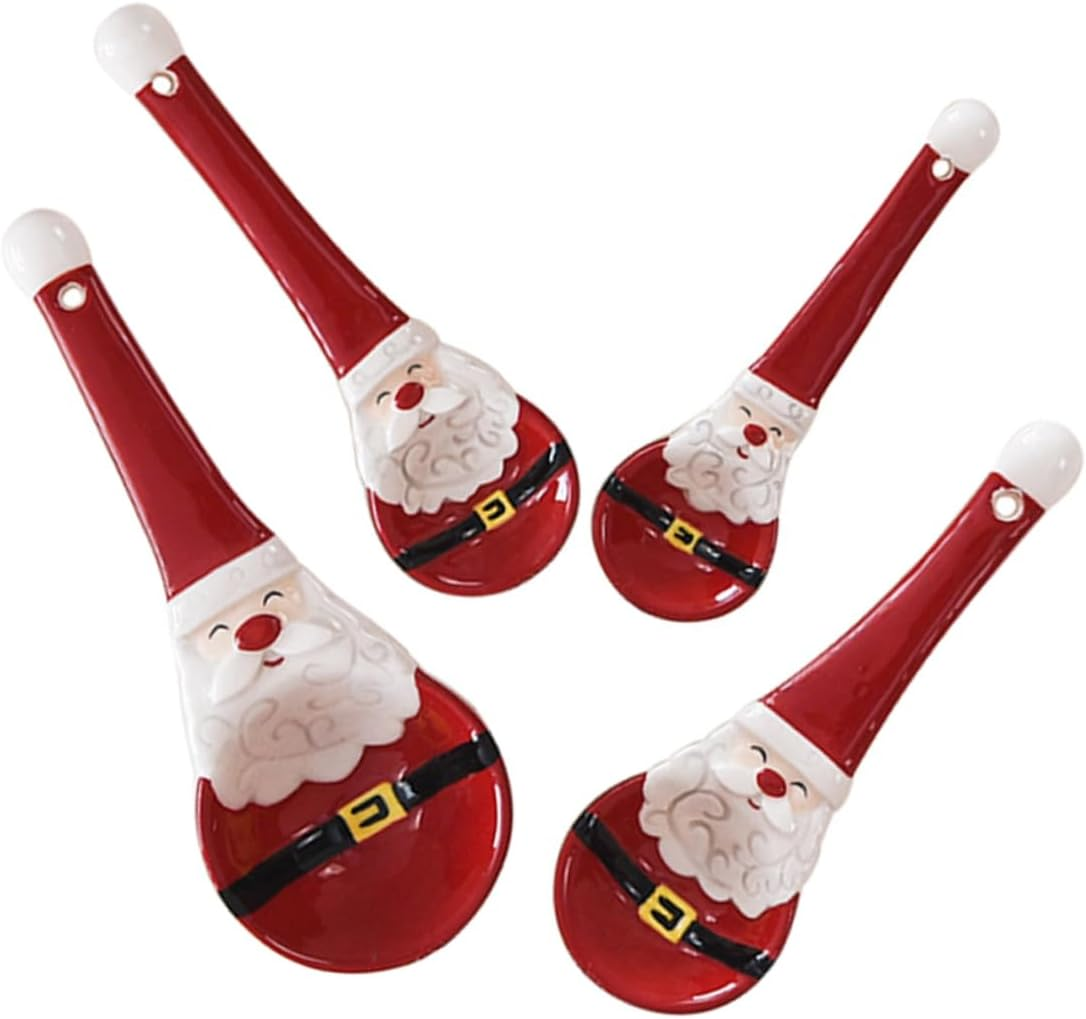 Christmas Santa Ceramic Measuring Spoons Baking Spoons for Salt Sugar Spices Festive Kitchen Essentials image number 5
