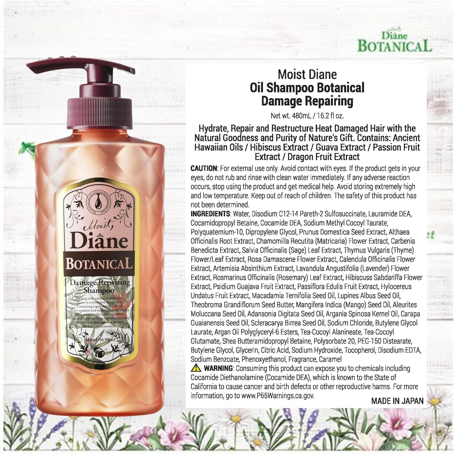 Moist Diane Botanical Damage Repairing Shampoo by Moist Diane for Unisex - 16.9 Oz Shampoo, 499.8 Millilitre